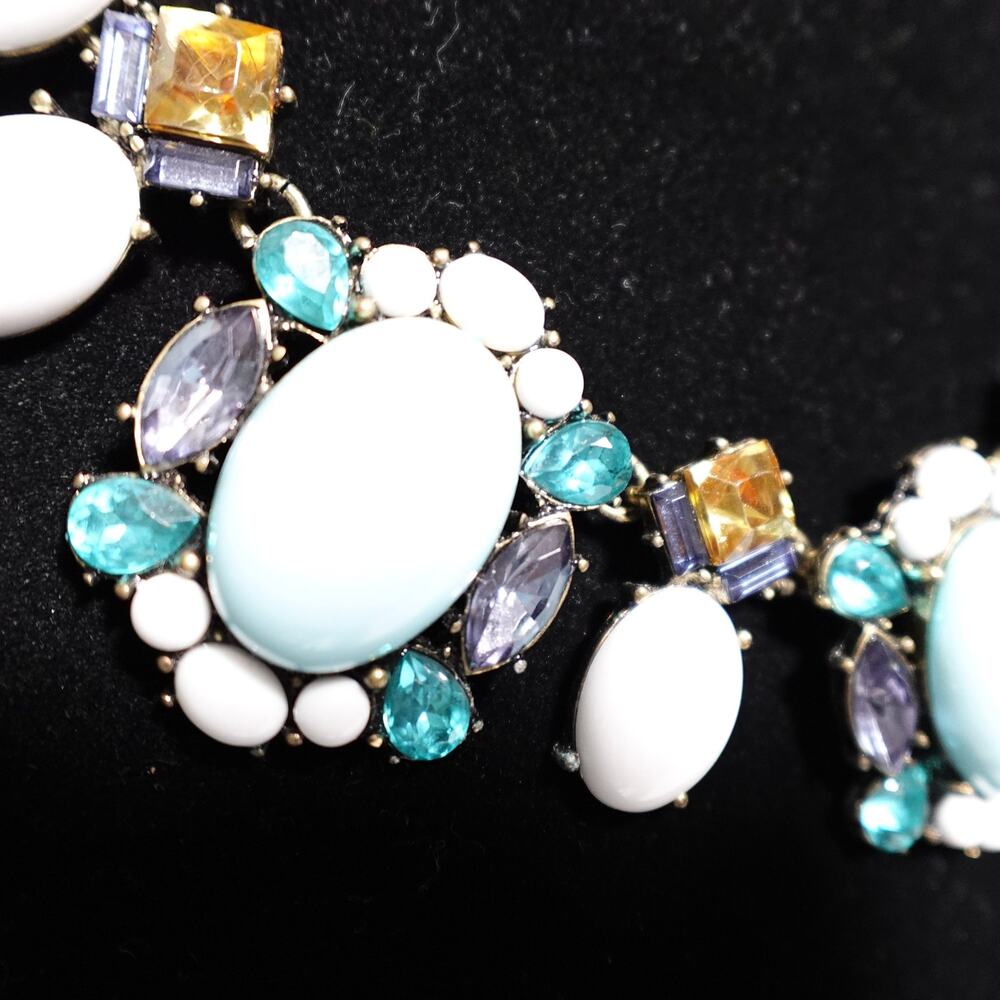 Sugarfix by Baublebar Statement Necklace Blue White Aqua Rhinestone Beaded - Picture 6 of 9